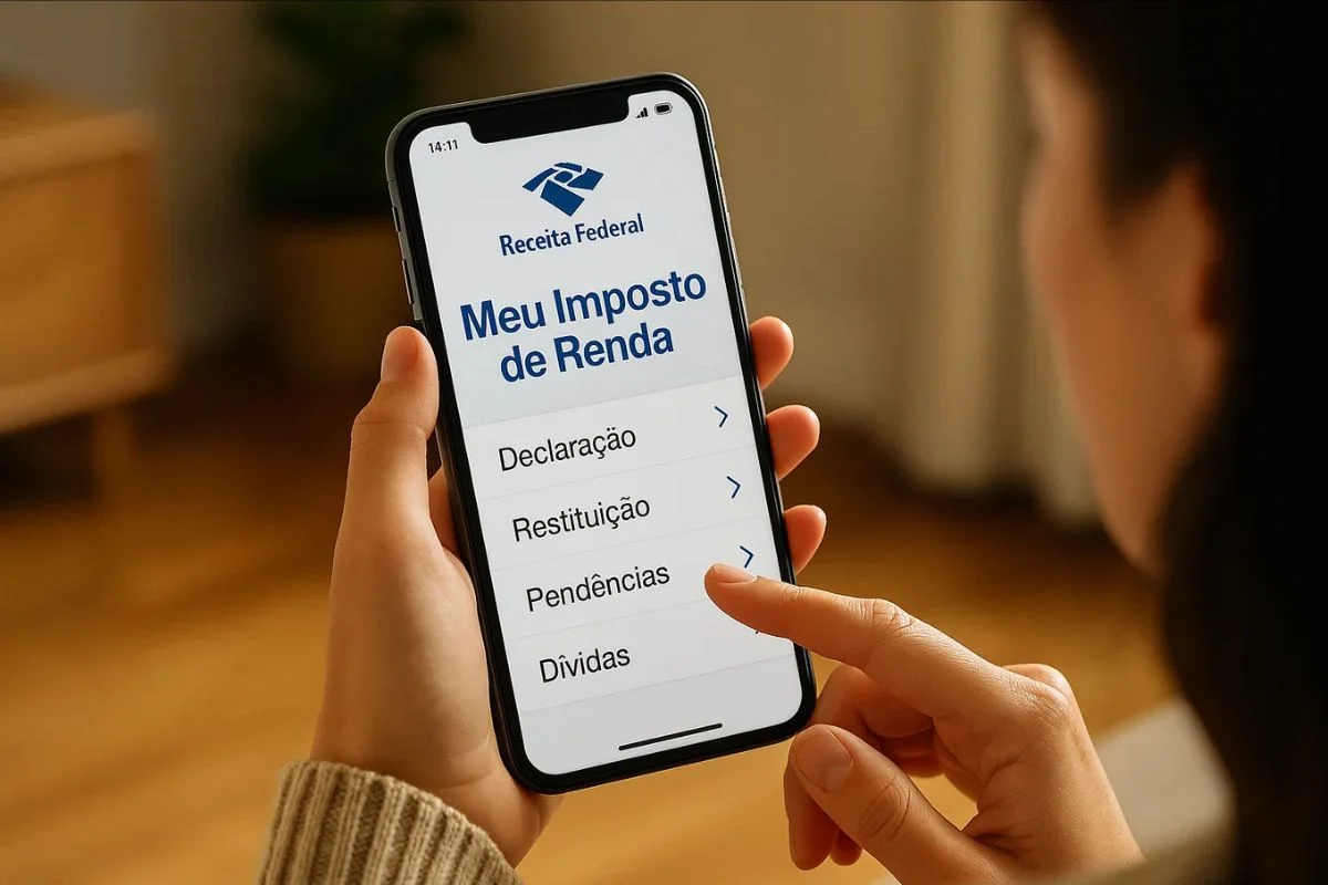 Uma pilha de documentos fiscais e um formulário de declaração de Imposto de Renda 2026, com moedas e uma lupa, simbolizando a atenção aos detalhes para otimizar deduções e restituições.